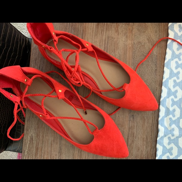 Candy apple Red ballet slippers lace up - Picture 2 of 3